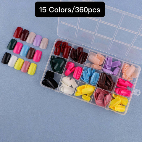 15 Colors 360pcs /Set Press On Nails 24pcs/Color FN17
