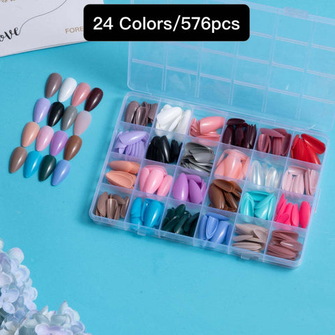 24 Colors 576 pcs /Set Press On Nails 24pcs/Color TF-013