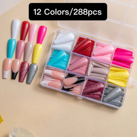 12 Colors288pcs /Set Press On Nails 24pcs/Color jfm-01