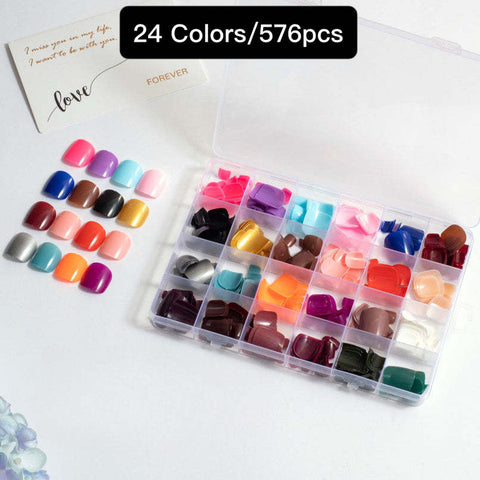 24 Colors 576 pcs /Set Press On Nails 24pcs/Color teo-TF-011