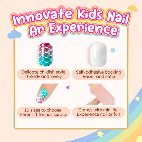 Mini Press On Nails For Kids 24 Pcs KPN1-24