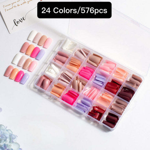 24 Colors 576 pcs /Set Press On Nails 24pcs/Color TF-016