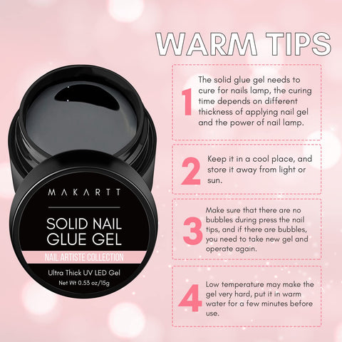 Solid Nail Gel Glue for Press On Nails And Soft Gel Nail Tips - 4g