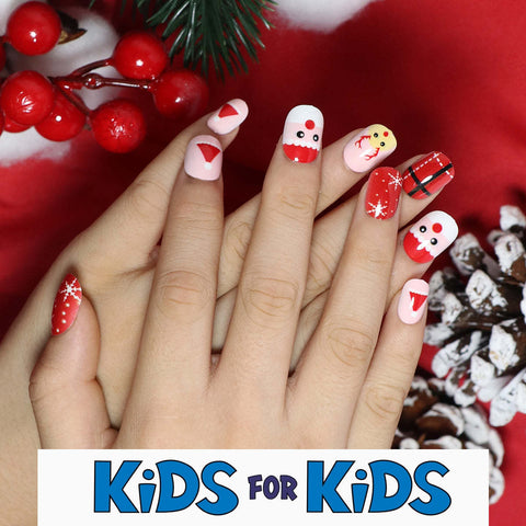 Mini Press On Nails For Kids 24 Pcs Christmas