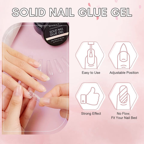 Solid Nail Gel Glue for Press On Nails And Soft Gel Nail Tips - 4g